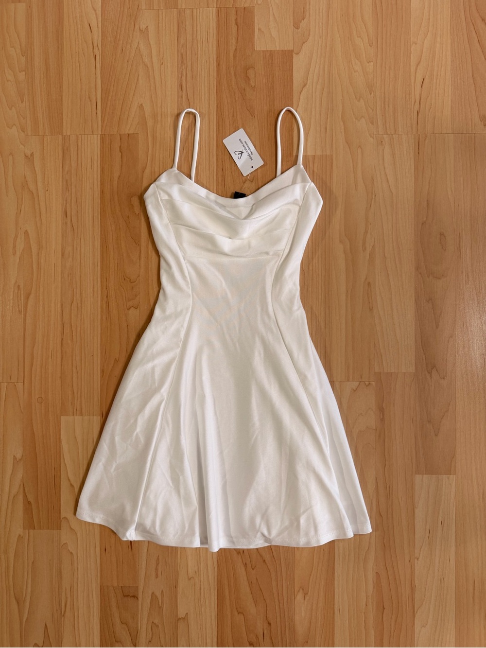 White Satin Mini Flare Dress by Windsor, Size XS